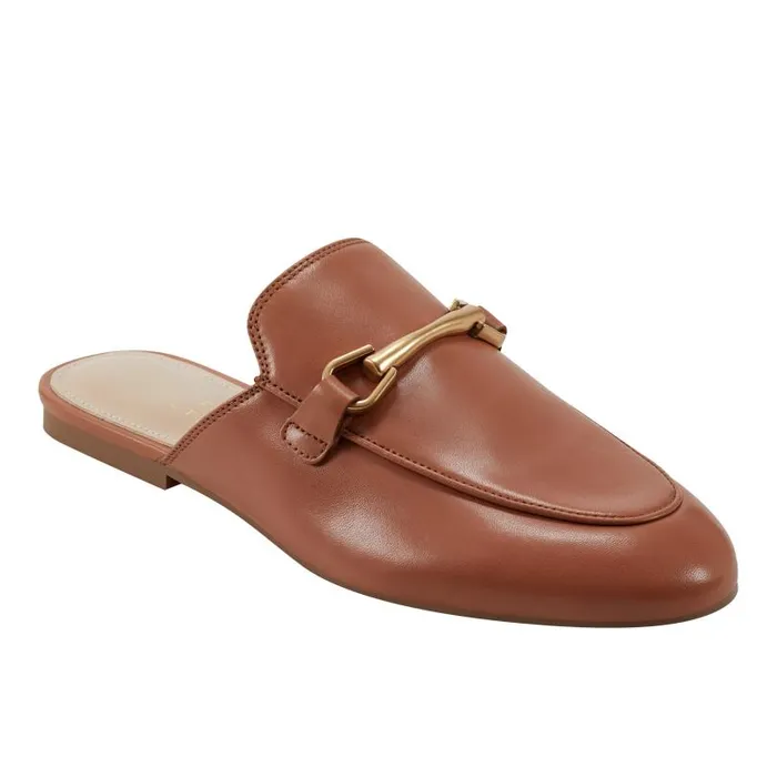 Women Marc Fisher Loafers and Flats Butler Loafer Mule Brown Leather