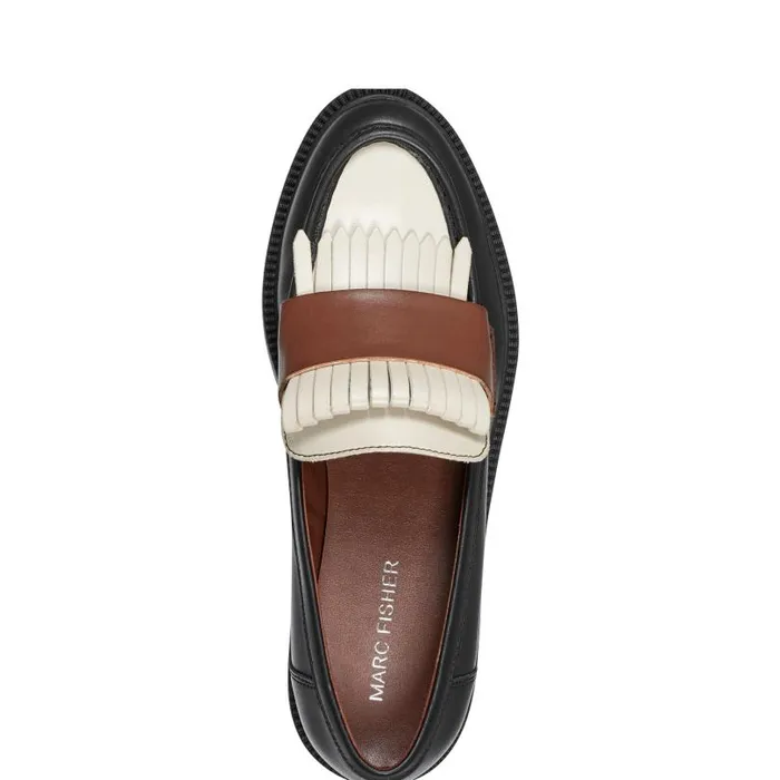 Women Marc Fisher Loafers and Flats Calixy Loafer Blackcreambrown