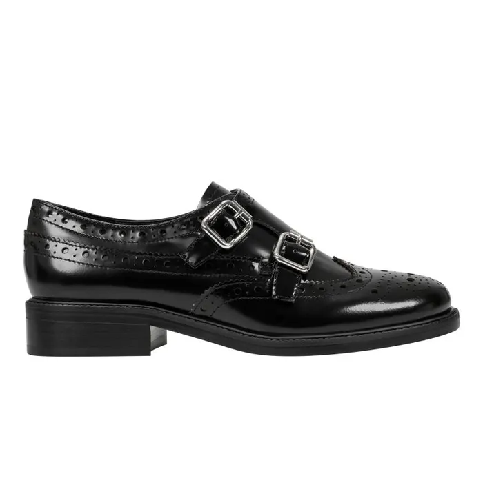 Women Marc Fisher Loafers and Flats Parker Monkstrap Oxford Black Leather