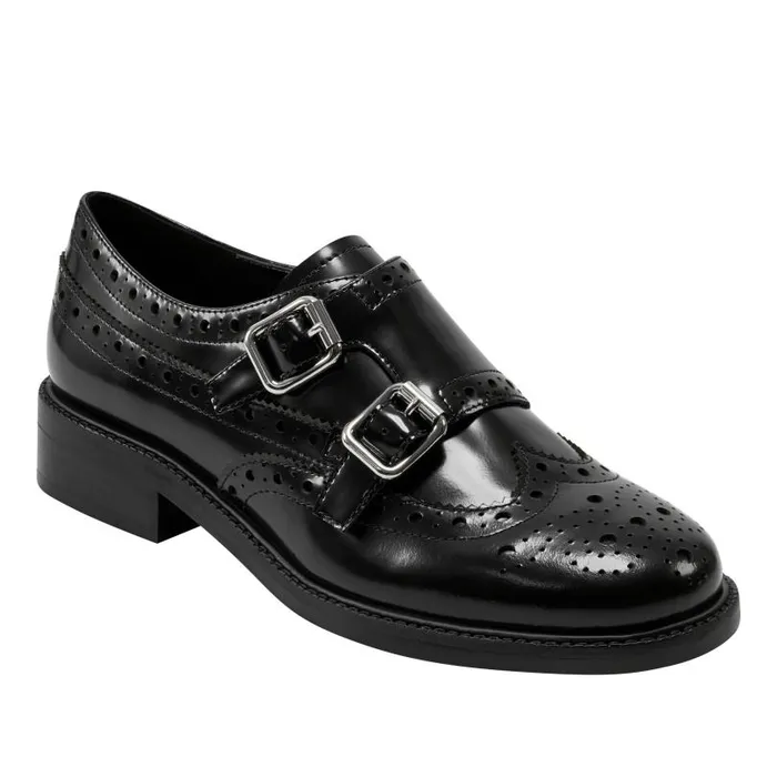 Women Marc Fisher Loafers and Flats Parker Monkstrap Oxford Black Leather