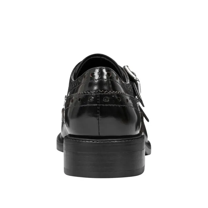 Women Marc Fisher Loafers and Flats Parker Monkstrap Oxford Black Leather