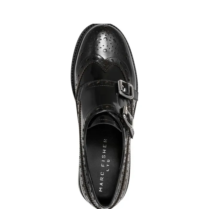 Women Marc Fisher Loafers and Flats Parker Monkstrap Oxford Black Leather