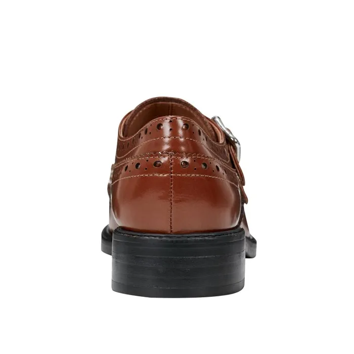 Women Marc Fisher Loafers and Flats Parker Monkstrap Oxford Brown Leather