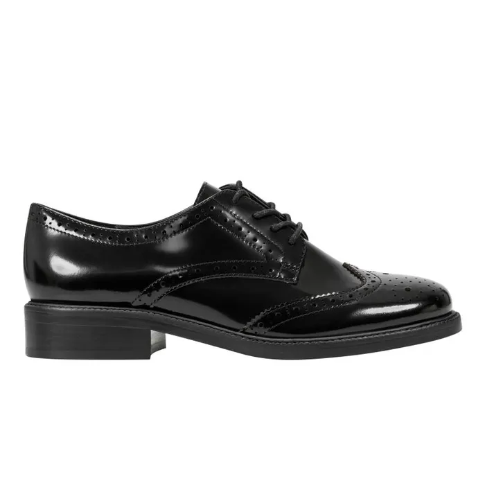 Women Marc Fisher Loafers and Flats Perrie LaceUp Oxford Black Leather