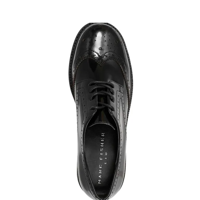Women Marc Fisher Loafers and Flats Perrie LaceUp Oxford Black Leather