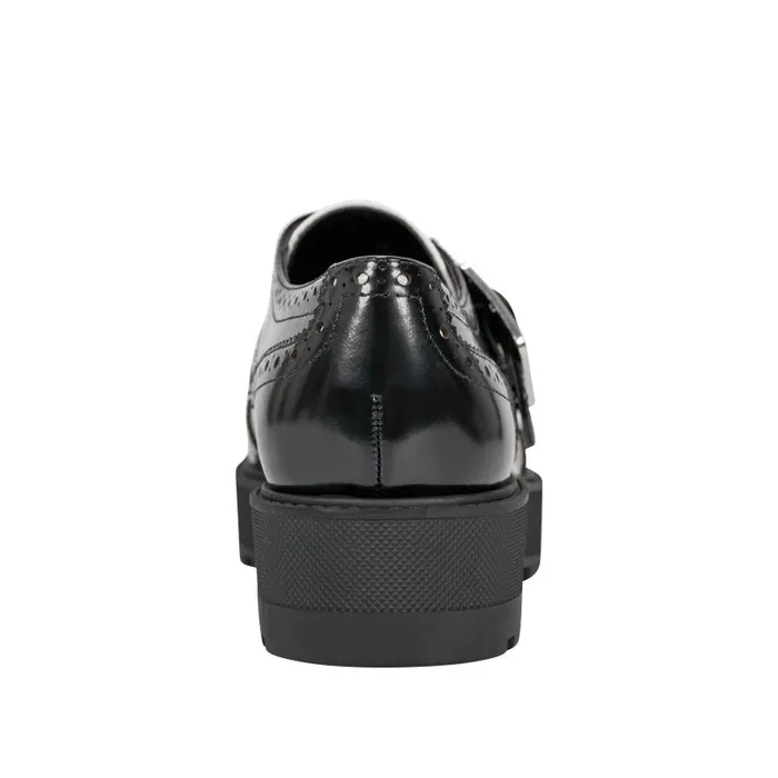 Women Marc Fisher Loafers and Flats Remona Monk Strap Loafer Blackchic Cream Leather