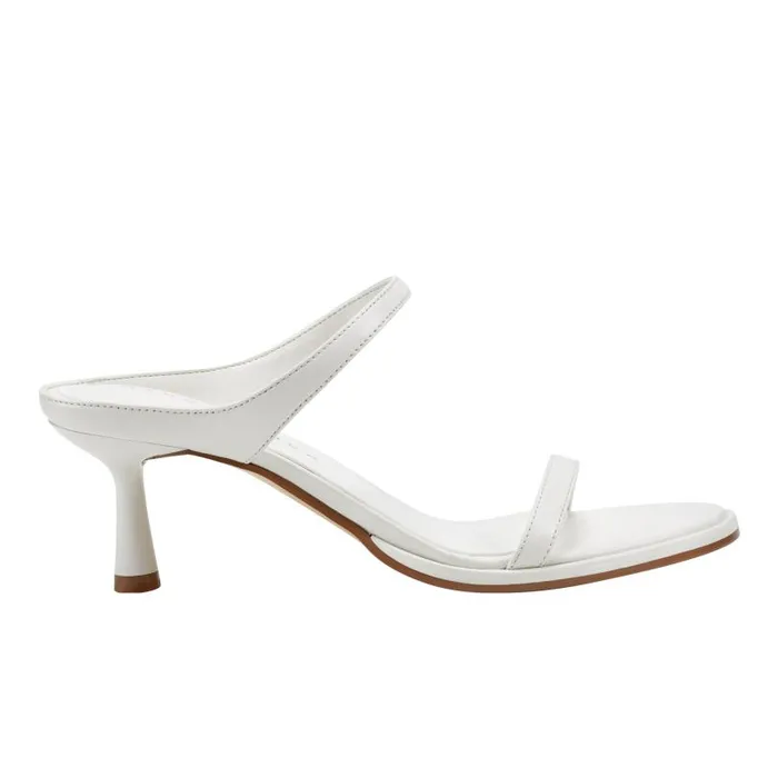 Women Marc Fisher Mules and Slides Alonde Heeled Slide Sandal Chic Cream Leather