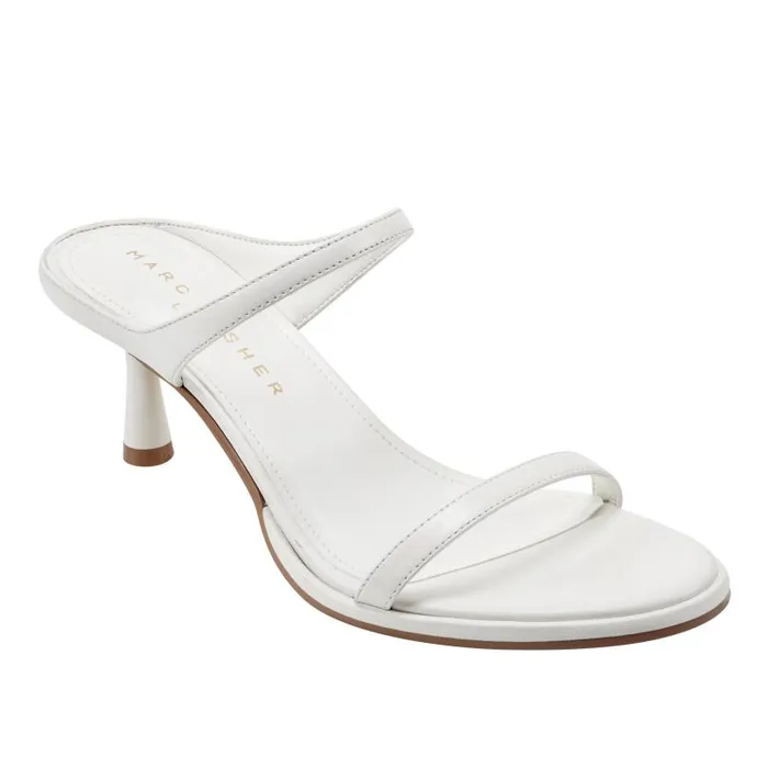 Women Marc Fisher Mules and Slides Alonde Heeled Slide Sandal Chic Cream Leather