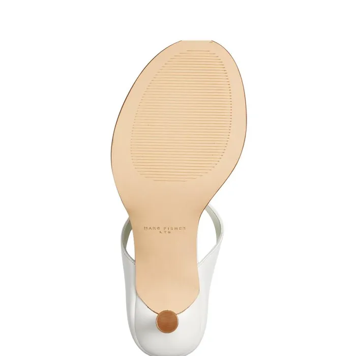Women Marc Fisher Mules and Slides Alonde Heeled Slide Sandal Chic Cream Leather