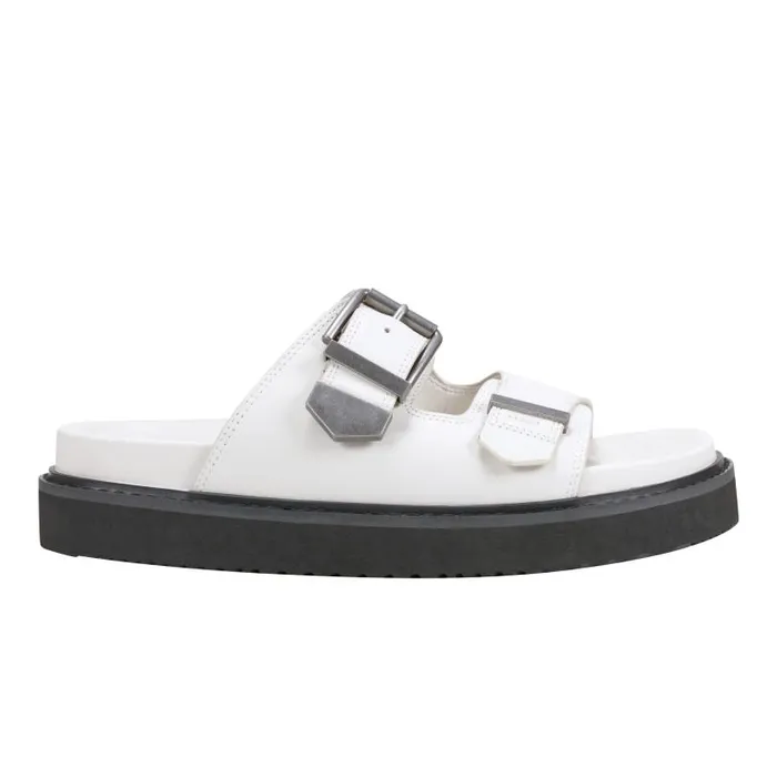 Women Marc Fisher Mules and Slides Amirra Buckle Slide Sandal Chic Cream Leather Women Marc Fisher Mules and Slides Amirra Buckle Slide Sandal Chic Cream Leather
