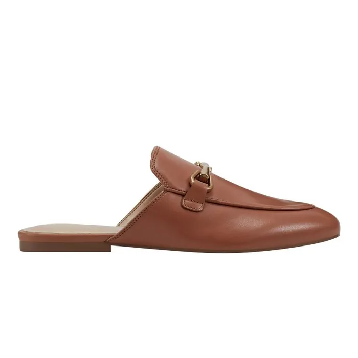 Women Marc Fisher Mules and Slides Butler Loafer Mule Brown Leather