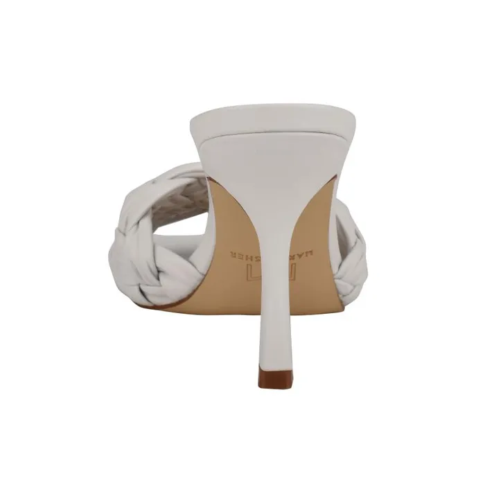 Women Marc Fisher Mules and Slides Draya Square Toe Slide White Leather