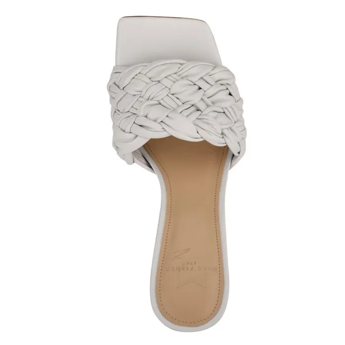 Women Marc Fisher Mules and Slides Draya Square Toe Slide White Leather