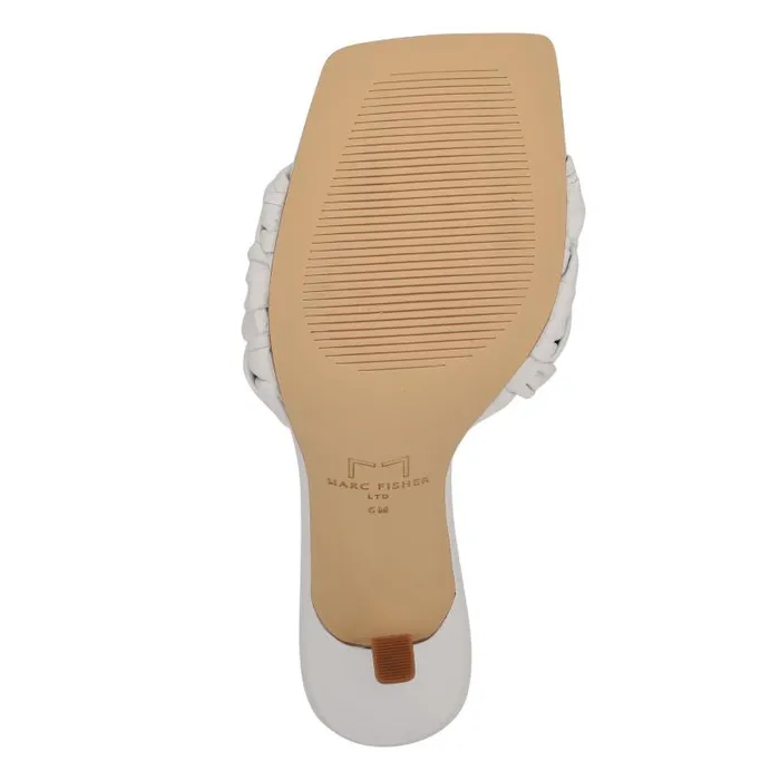 Women Marc Fisher Mules and Slides Draya Square Toe Slide White Leather