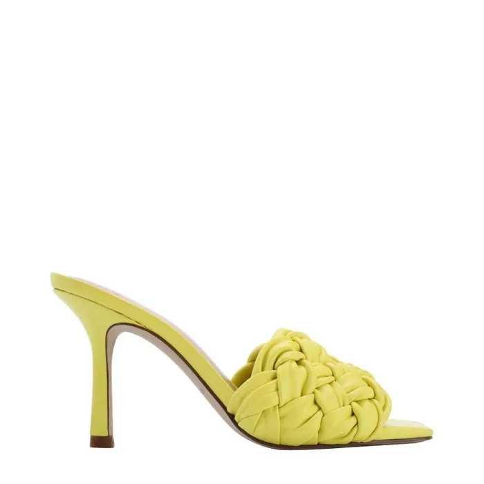 Women Marc Fisher Mules and Slides Draya Square Toe Slide Yellow Leather