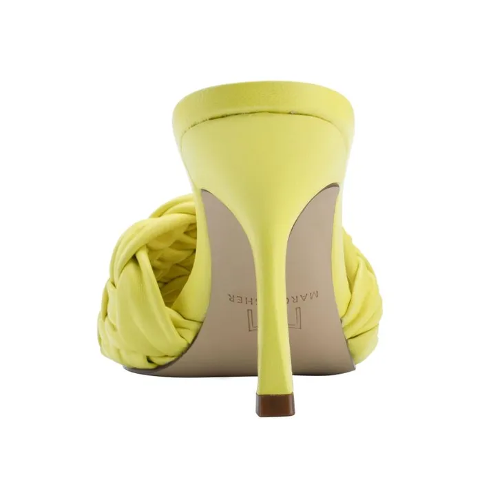 Women Marc Fisher Mules and Slides Draya Square Toe Slide Yellow Leather