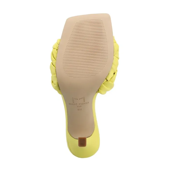 Women Marc Fisher Mules and Slides Draya Square Toe Slide Yellow Leather