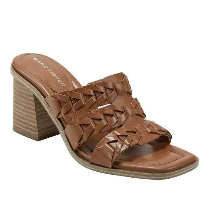 Women Marc Fisher Mules and Slides Melita Block Heel Sandal Medium Natural