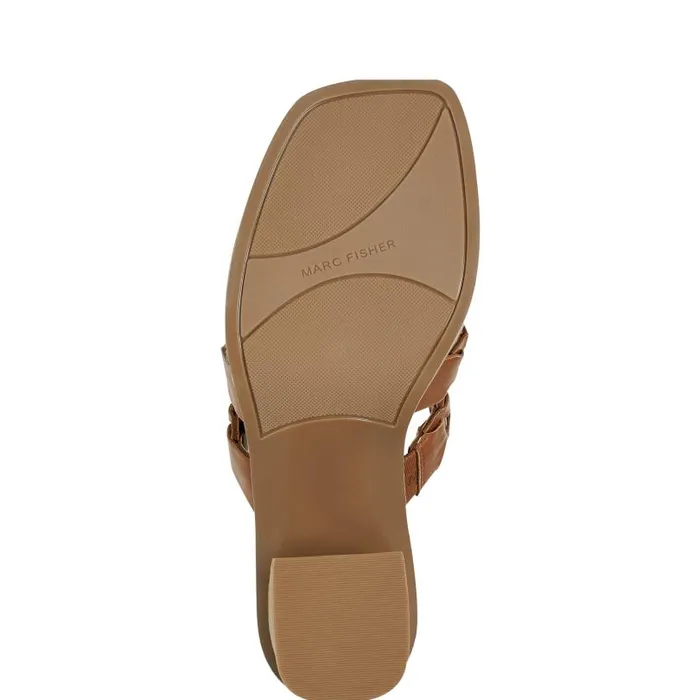 Women Marc Fisher Mules and Slides Melita Block Heel Sandal Medium Natural
