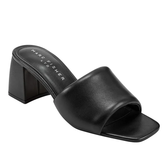 Women Marc Fisher Mules and Slides Nombra Block Heel Slide Sandal Black