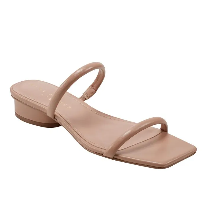 Women Marc Fisher Mules and Slides Raelyn Heeled Slide Sandal Natural Leather