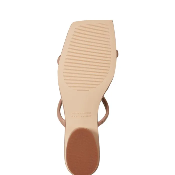 Women Marc Fisher Mules and Slides Raelyn Heeled Slide Sandal Natural Leather