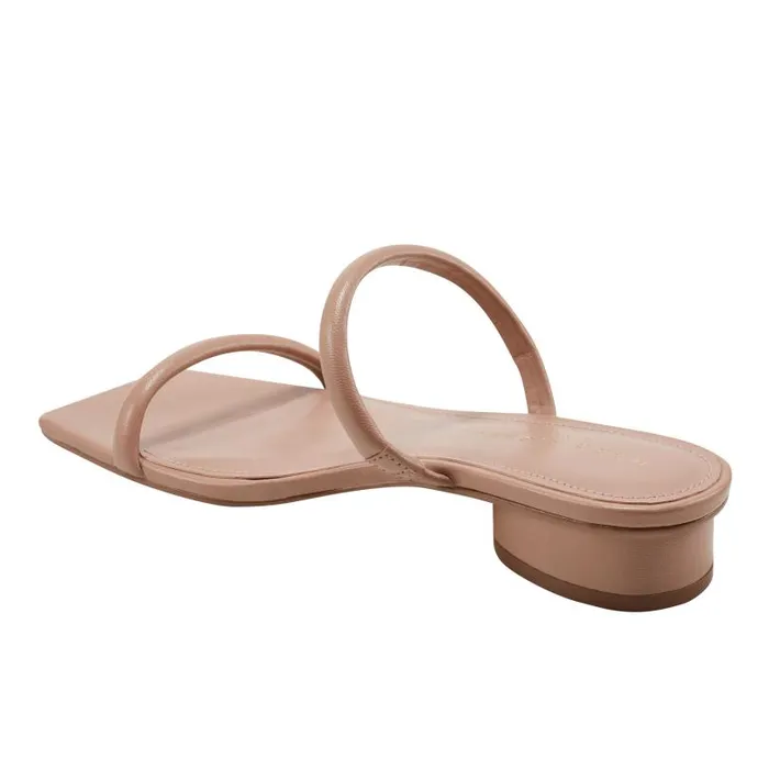Women Marc Fisher Mules and Slides Raelyn Heeled Slide Sandal Natural Leather