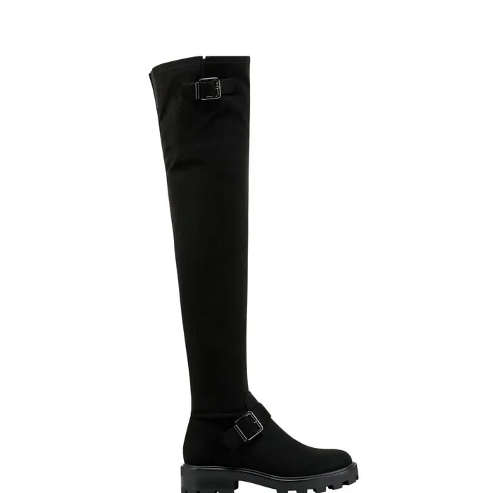 Women Marc Fisher OTK Boots Ganven Lug Sole Over The Knee Boot Black
