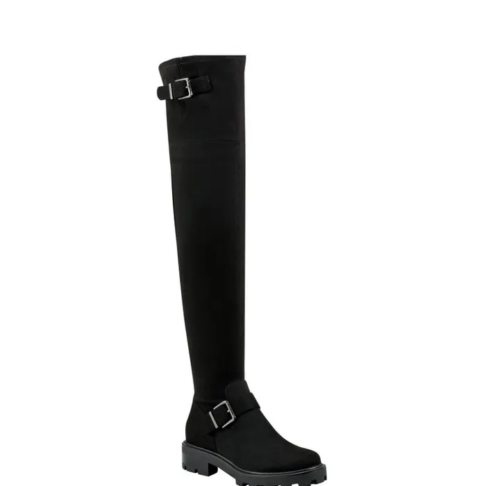 Women Marc Fisher OTK Boots Ganven Lug Sole Over The Knee Boot Black
