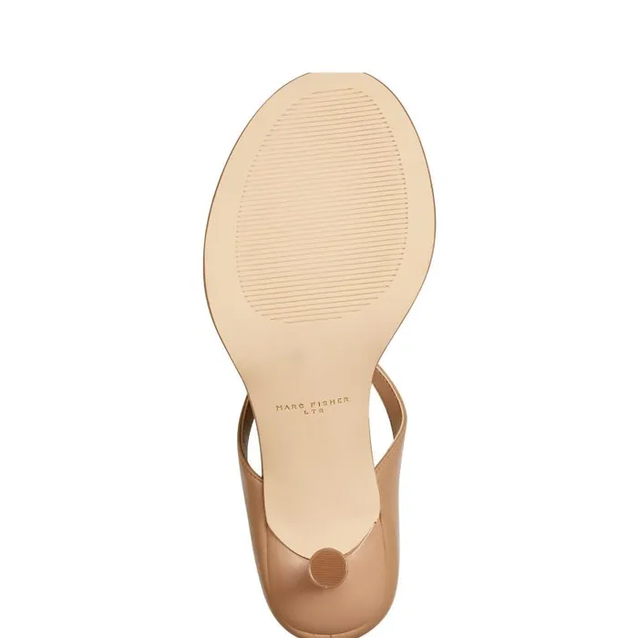 Women Marc Fisher Sandals Alonde Heeled Slide Sandal Medium Natural Leather
