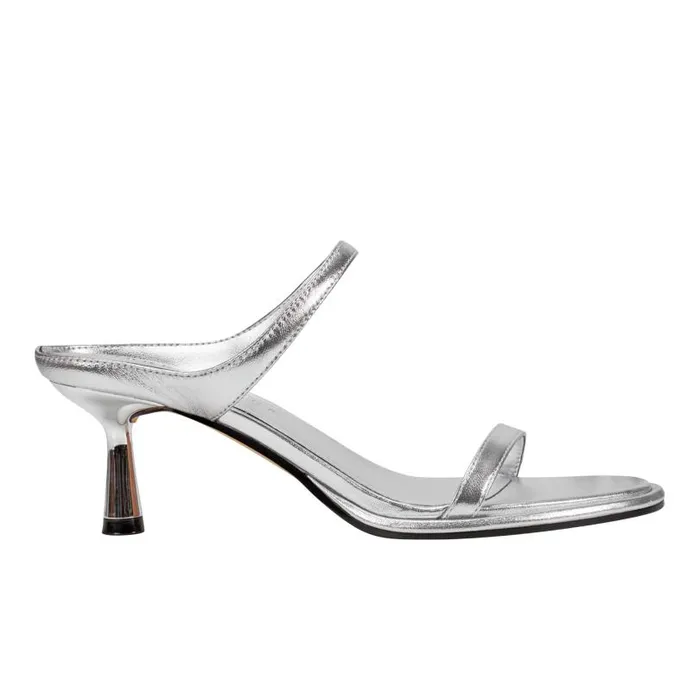 Women Marc Fisher Sandals Alonde Heeled Slide Sandal Silver