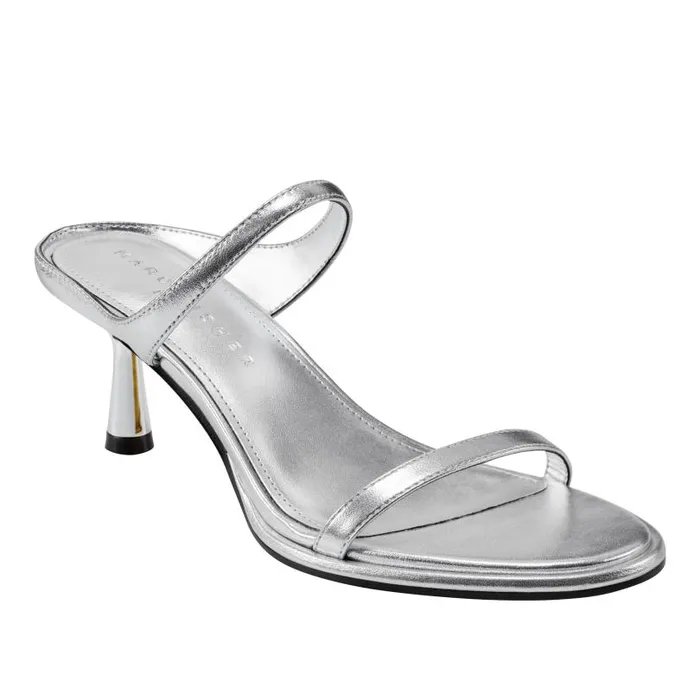 Women Marc Fisher Sandals Alonde Heeled Slide Sandal Silver