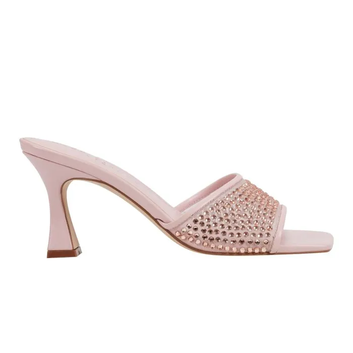 Women Marc Fisher Sandals Delaney Studded Slide Sandal Light Pink Leather