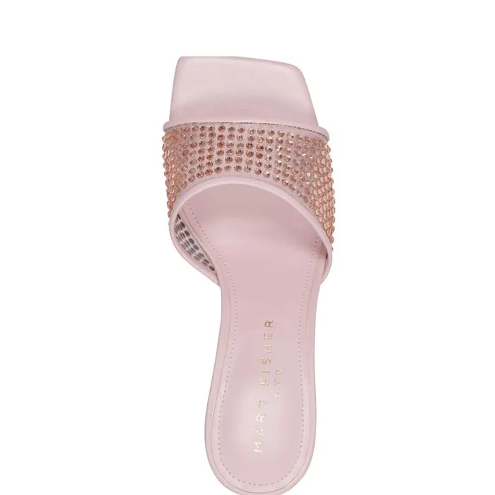 Women Marc Fisher Sandals Delaney Studded Slide Sandal Light Pink Leather
