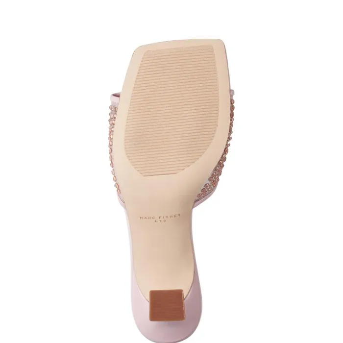 Women Marc Fisher Sandals Delaney Studded Slide Sandal Light Pink Leather