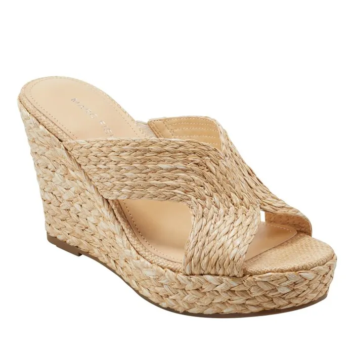 Women Marc Fisher Sandals Kalisha Espadrille Wedge Sandal Light Natural