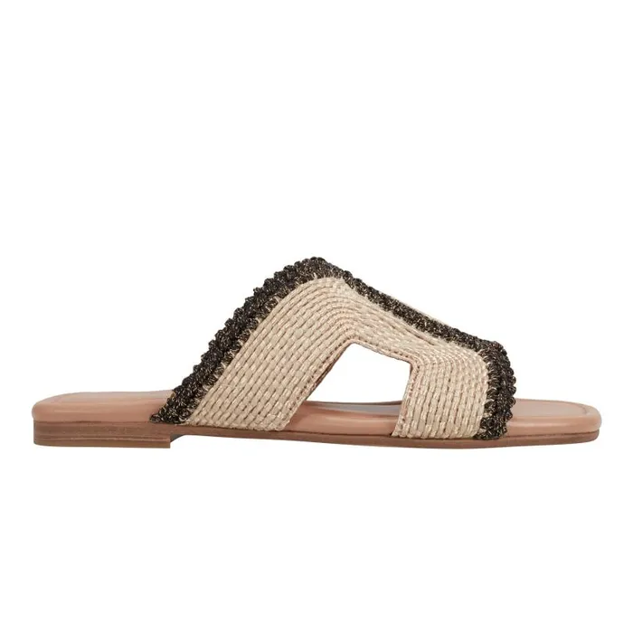 Women Marc Fisher Sandals Nashie Flat Sandal Natural Raffia