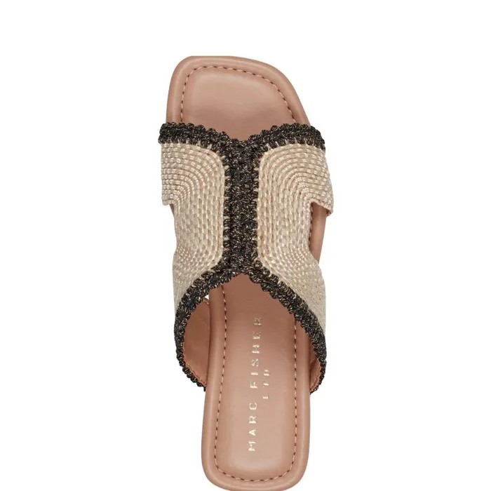 Women Marc Fisher Sandals Nashie Flat Sandal Natural Raffia