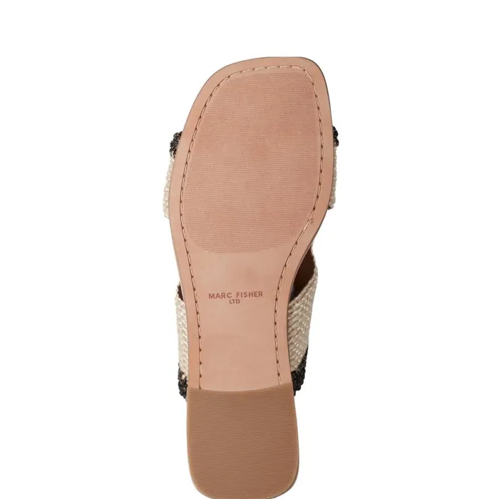 Women Marc Fisher Sandals Nashie Flat Sandal Natural Raffia