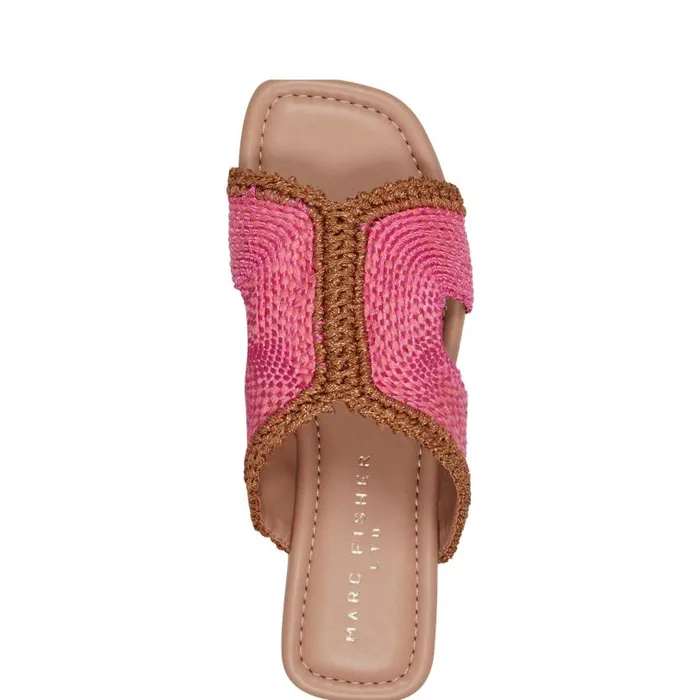 Women Marc Fisher Sandals Nashie Flat Sandal Pink Raffia