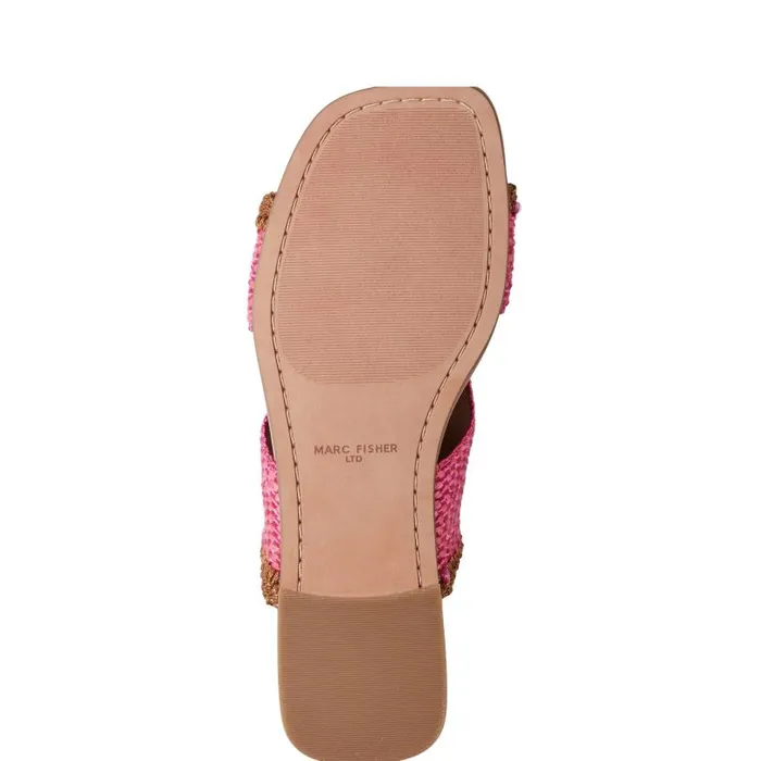 Women Marc Fisher Sandals Nashie Flat Sandal Pink Raffia