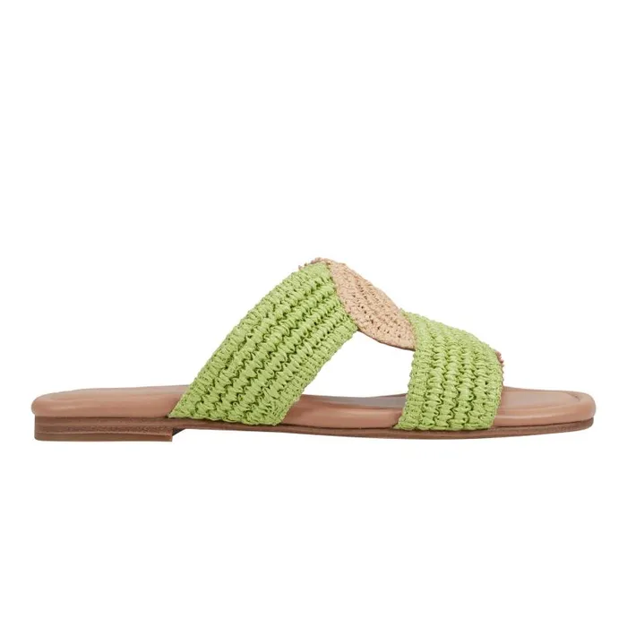 Women Marc Fisher Sandals Navie Flat Sandal Greennatural Raffia