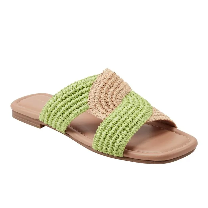 Women Marc Fisher Sandals Navie Flat Sandal Greennatural Raffia