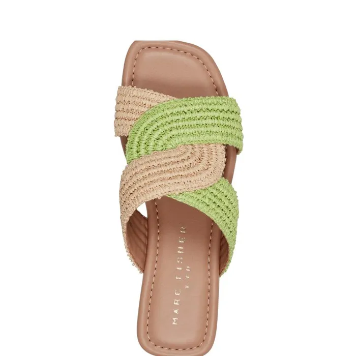 Women Marc Fisher Sandals Navie Flat Sandal Greennatural Raffia