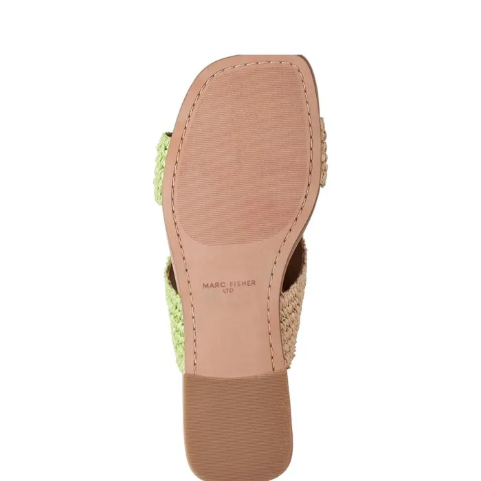 Women Marc Fisher Sandals Navie Flat Sandal Greennatural Raffia