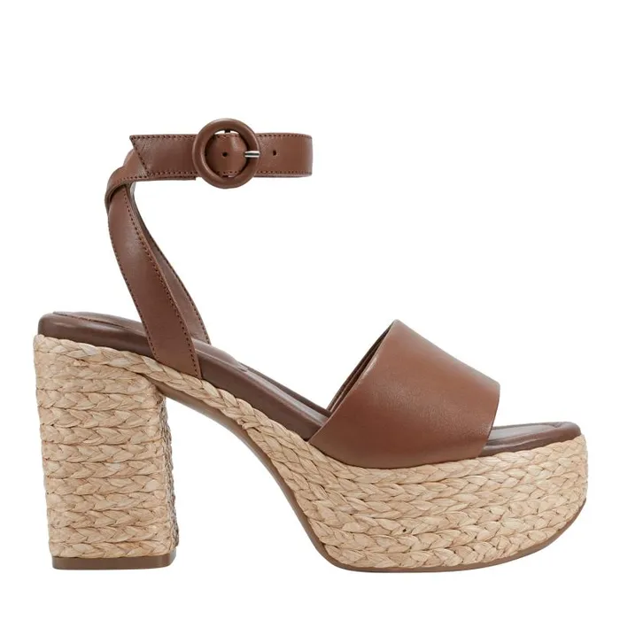 Women Marc Fisher Sandals Palyca Platform Espadrille Sandal Brown Leather