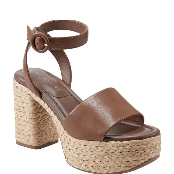 Women Marc Fisher Sandals Palyca Platform Espadrille Sandal Brown Leather