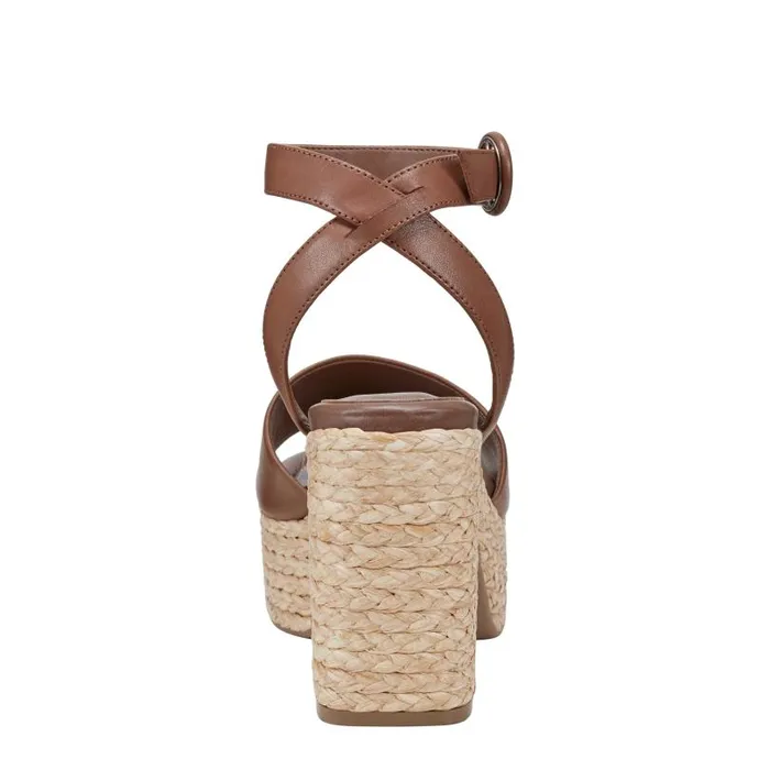 Women Marc Fisher Sandals Palyca Platform Espadrille Sandal Brown Leather