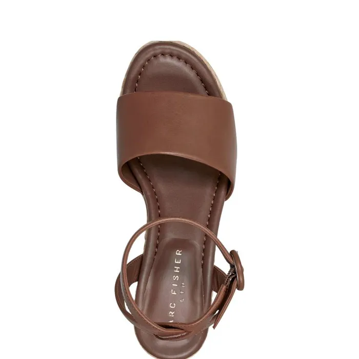 Women Marc Fisher Sandals Palyca Platform Espadrille Sandal Brown Leather
