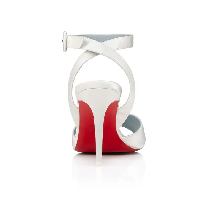Women Mariza 85 Mm Sandals 8211 Crepe Satin 8211 Ivory White Christian Louboutin Sandals and Slides